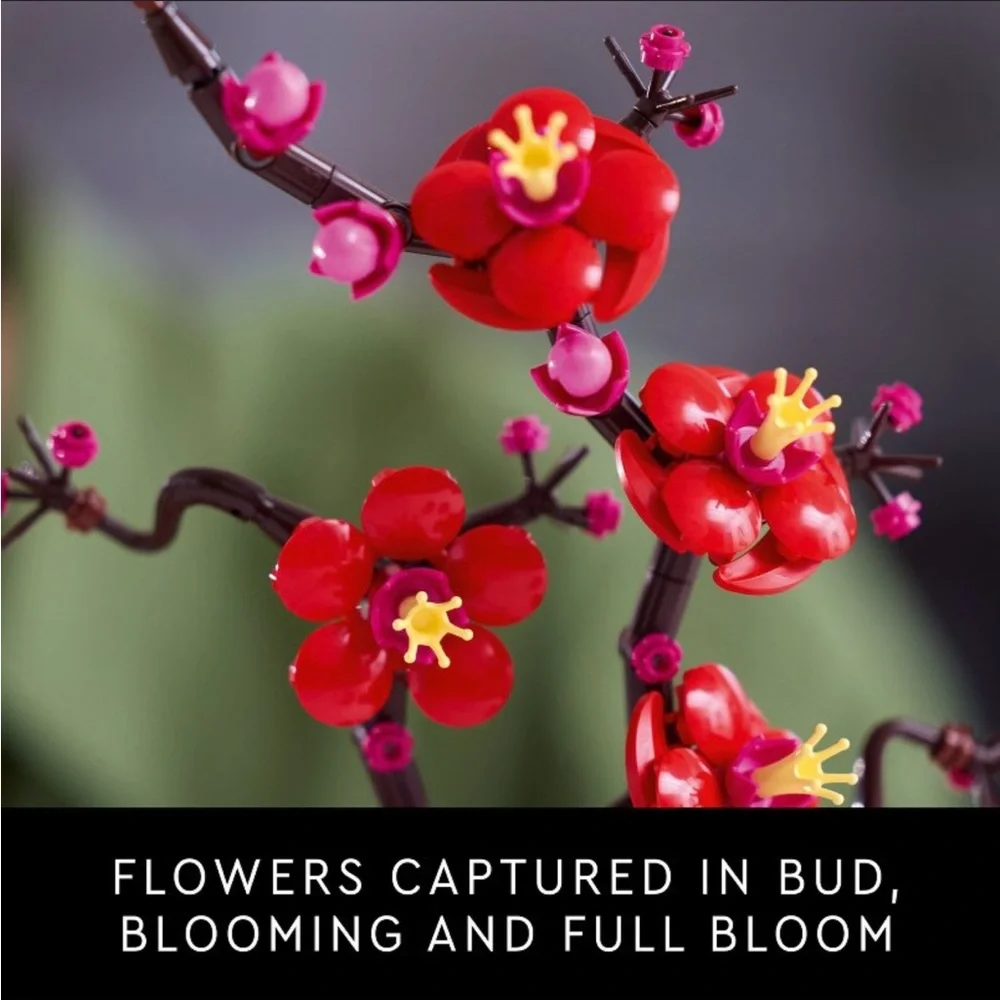 LEGO Plum Blossom Botanical Set - Vibrant Red and Pink